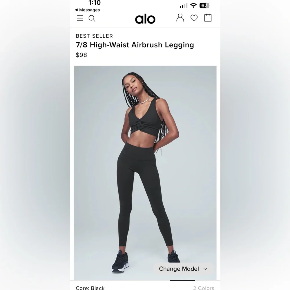 ALO Yoga 7/8 High-Waist Airbrush Legging - Black Size M